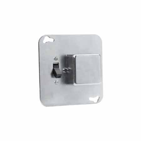 BUSS SSY 125V AC ONLY 15A 1/2HP 4IN SQUARE BOX COVER UNIT SINGLE FUSEHOLDER AND SWITCH 620-6083