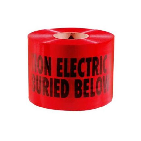 22-130 RED ELECTRICAL TAPE 6IN 1000FT CAUTION ELECTRIC LINE BURIED BELOW BLACK LETTERS