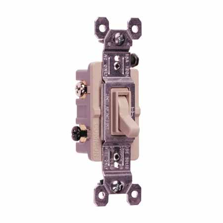 P&S 663-LAG 15A 3 WAY LIGHT ALMOND GROUNDING TOGGLE SWITCH