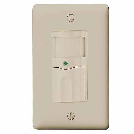 HWS RMS101I IVORY 500W 1P PIR WALL SWITCH OCCUPANCY SENSOR 1-BUTTON 150 DEGREE VIEW 120V INCANDESCENT ONLY