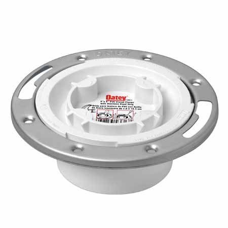 OATEY 43613 EASY TAP 4X3 CLOSET FLANGE WITH KNOCK OUT AND STAINLESS STEEL RING