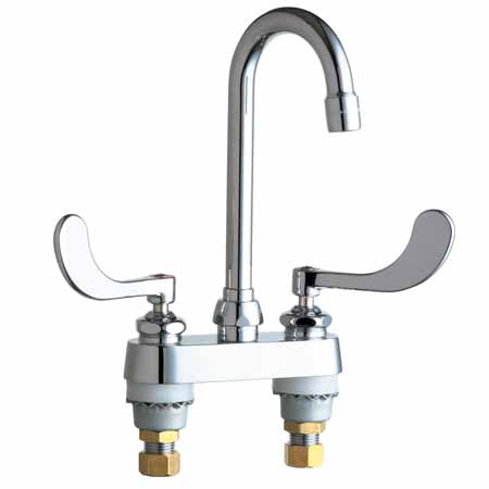CHF 895-317ABCP LAVATORY/BAR FAUCET WITH WRIST BLADE HDLS AND GOOSENECK SPOUT LEAD FREE