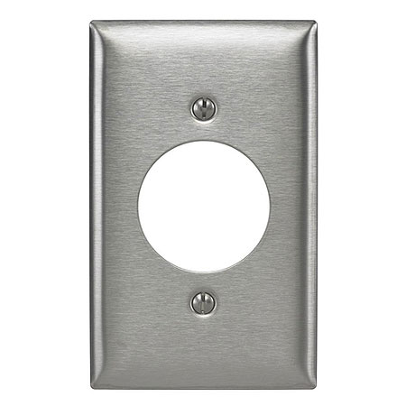 HUBW SS720 1G STAINLESS STEEL SINGLE 20A/30A TWIST-LOCK RECEPTACLE PLATE 1.60IN HOLE