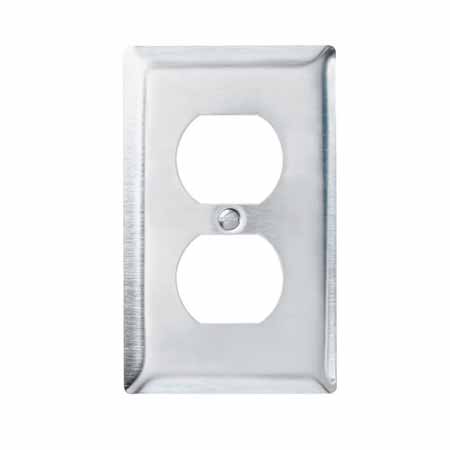 P&S SS8 1G 302 STAINLESS STEEL DUPLEX RECEPTACLE PLATE